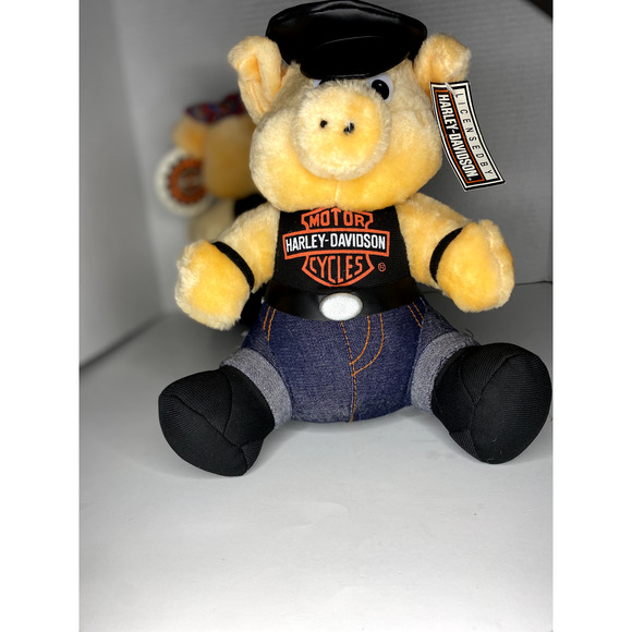 Harley Davidson Hog Pig Biker Plush 10" Tall Play-By-Play Vintage Set of 2! NWT! - Picture 4 of 4